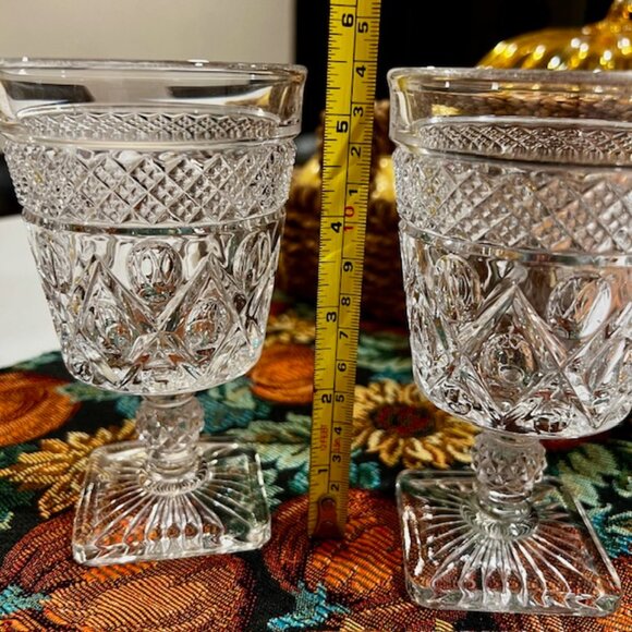 Set of 2 Vintage Imperial Glass Cape Cod Clear Water Goblets - Picture 7 of 7